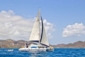 couple taking a chartered boat vacation