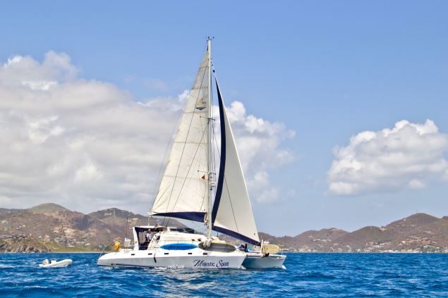 couple taking a chartered boat vacation