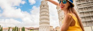 Young Woman at the Tower of Pisa