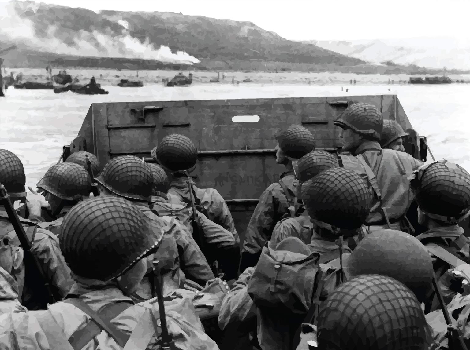 Soldiers in Boat storming the beach