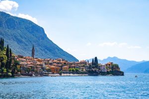 street view of varenna town in como lake in the province of lecco in the italian region lombardy